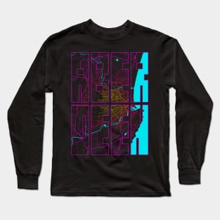 Aberdeen, Scotland City Map Typography - Neon Long Sleeve T-Shirt